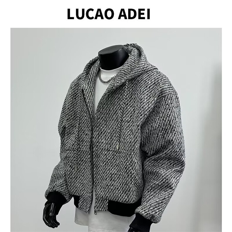 J500-P59秋季新款小香风情侣连帽卫衣男休闲宽松编织外套，女装短外套，电商B323A