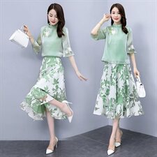 民族风女2023年夏季新款复古中国风改良旗袍雪纺连衣裙，女装连衣裙，韩然一族