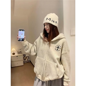2025早秋设计感小众连帽卫衣女春秋季韩版宽松百搭上衣外套图片