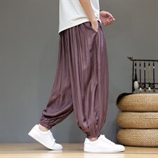 2026夏装新款风夏季轻薄透气冰丝灯笼裤宽松版2503-P55，男装休闲裤，电商A057B