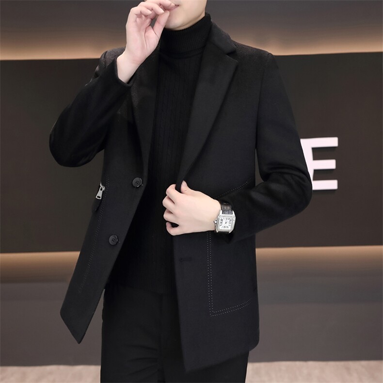 冬季新款男士西装领毛呢大衣羊毛呢子西装外套上衣7917P180，男装毛呢大衣，电商B226