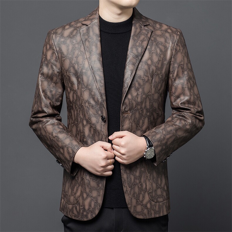 春秋款男士真皮皮衣头层牛皮夹克商务休闲西服爸爸装外套百搭休闲，男装夹克，电商B360A（原721A）