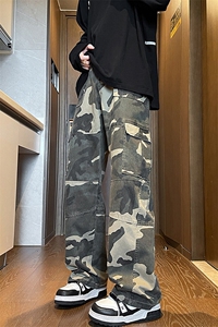 春季迷彩裤美式伞兵工装裤男直筒阔腿牛仔裤拖地休闲裤子KZ003P68图片