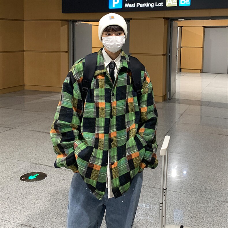 EQ84格子呢料外套男2024新款春季夹克ins潮流港风P108,男装夹克,电商C306-1