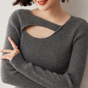 抽条不规则女秋冬新款针织35%羊绒衫2024年秋冬季图片