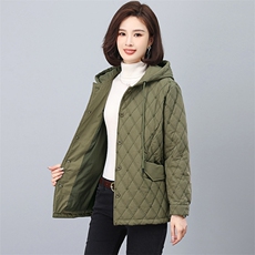 全年备货不下架2025新款时尚菱格绗线棉衣休闲冬装棉服，女装棉衣/棉服，天丽
