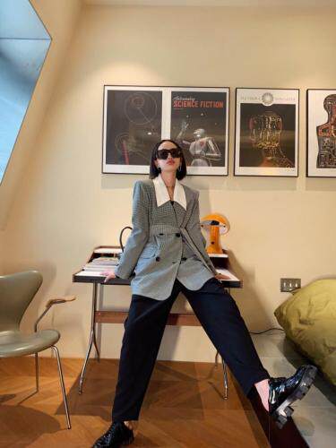 早春新品高级复古可拆卸领西装外套，女装西装，AUDREY WANG