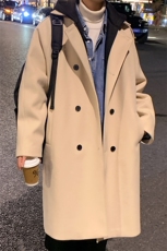 517A-8-Y27-P128现货抖音假两件帽子可拆长款毛呢大衣，男装毛呢大衣，星座517A-8（原B282）
