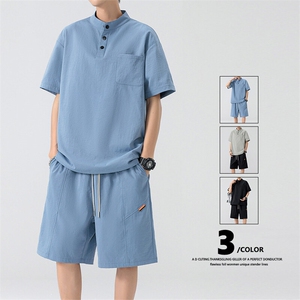 32502-P66大码控108大码夏季男士休闲套装,冬装职场搭配图片