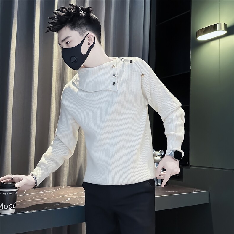 纯色设计感两穿高领毛衣男社会小伙店主风301C-M108-P88控128图片