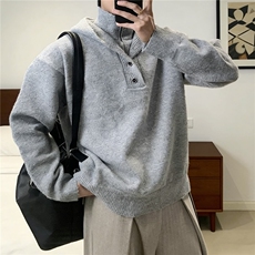 美式高领假两件连帽针织衫男秋冬季保暖休闲宽松毛衣情侣潮MY07，男装针织衫/毛衣，星座516A
