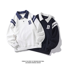 2024春季新款港风白底大码320克刺绣翻领卫衣M-5XHW23678-P55，男装卫衣，电商A022