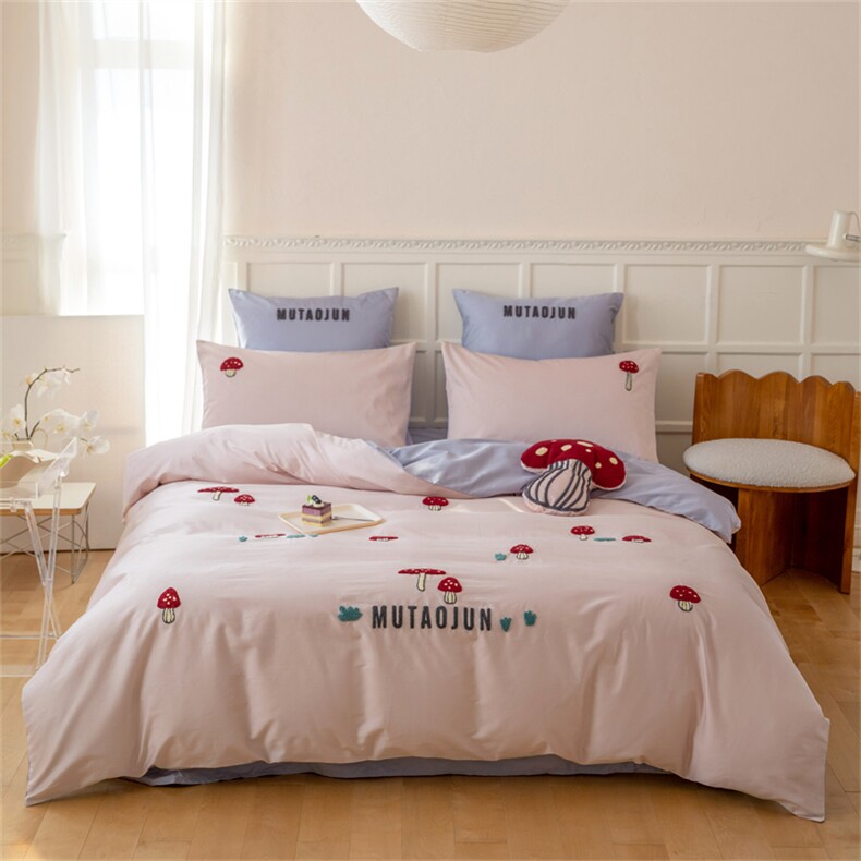 2023新款-面包狗毛巾绣全棉水洗棉四件套，床品套件，一起卖家纺