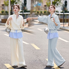 立领外套阔腿裤休闲运动套装女春季2026新款设计感气质穿搭两件套，女装套装/套裙，丽影随形