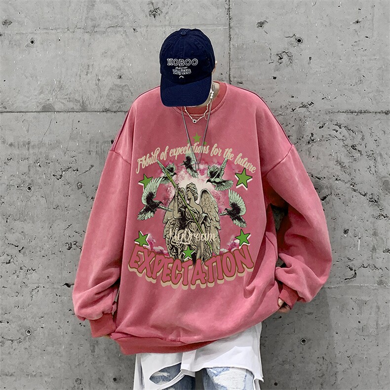 美式潮牌重磅水洗做旧圆领卫衣力推大码男BK5550-P58加绒P66,男装卫衣,星座517A