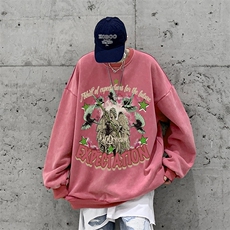 美式潮牌重磅水洗做旧圆领卫衣力推大码男BK5550-P58加绒P66，男装卫衣，星座517A