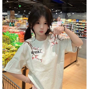 万针全刺绣工艺抖音得物高品质260克重磅纯棉双纱美式高街短袖T恤图片