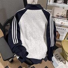 美式三条杠运动卫衣男秋潮撞色外套复古开衫棒球服上衣WY103P46，女装短外套，星座1013-5
