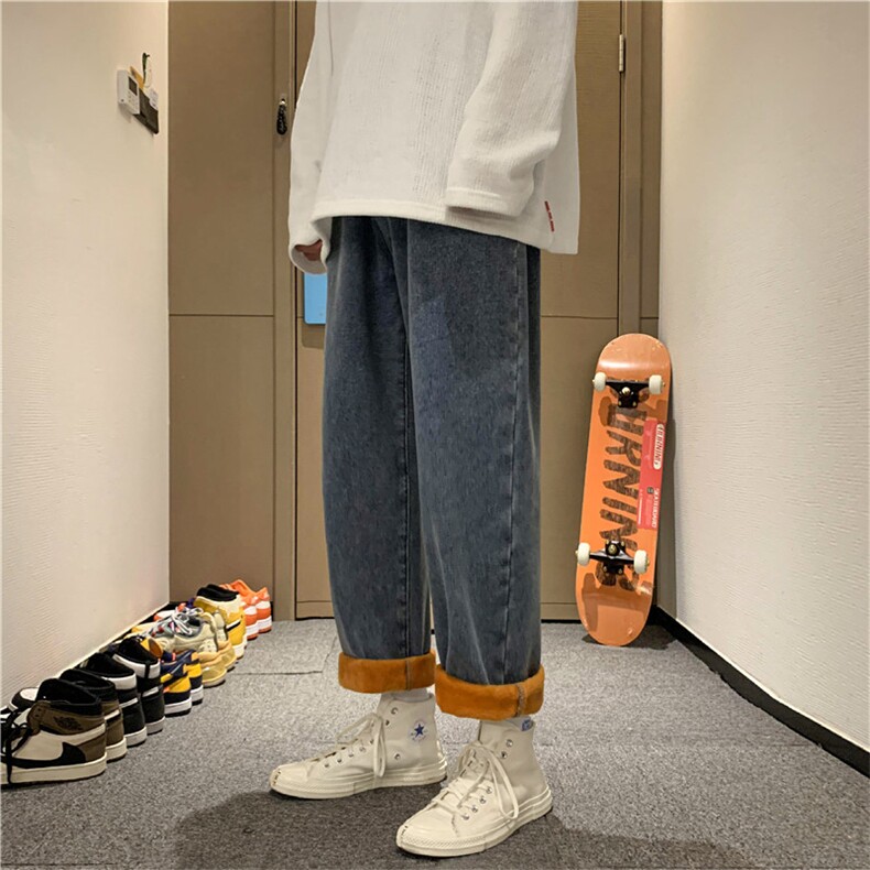 加绒高街牛仔裤男韩版潮流帅保暖2024冬季新款ins长裤RK1225-P49,男装牛仔裤,星座412-3