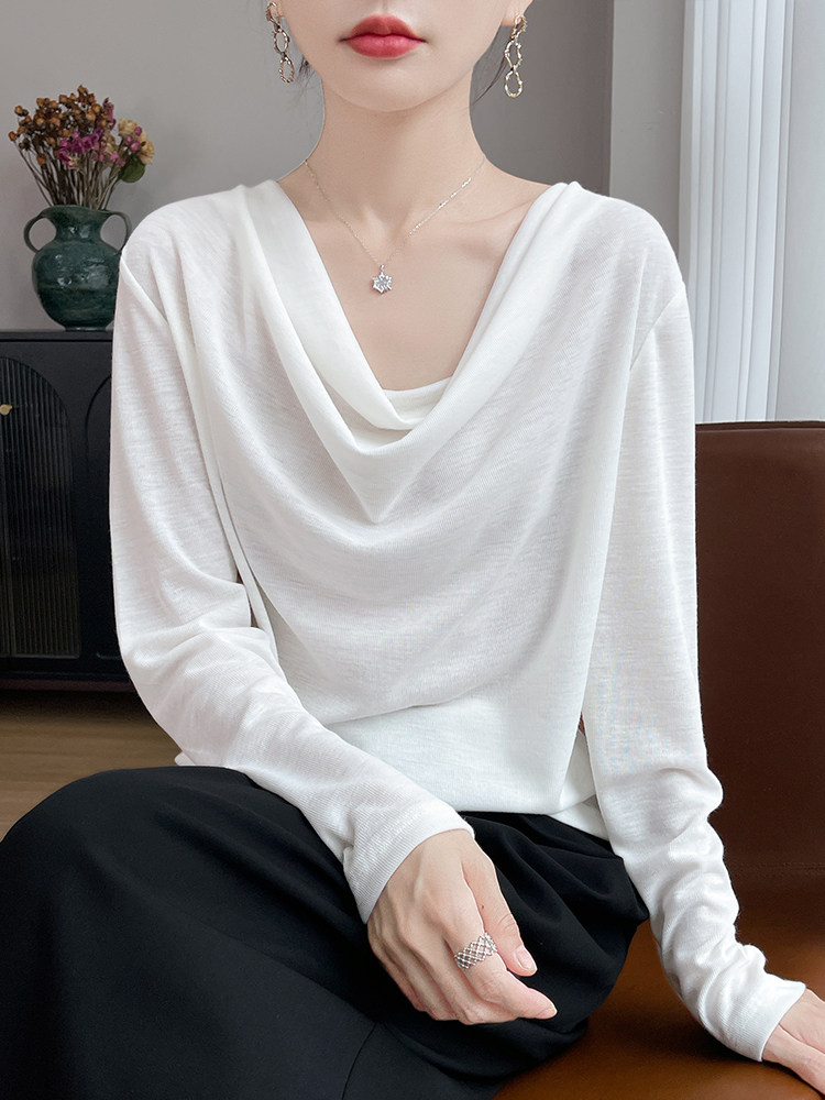 2025舒适百搭加厚荡领打底衫，女装针织衫/毛衣，羊特美羊绒