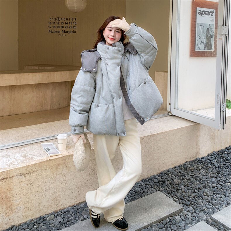 【新款】50白鸭绒短款连帽拼接羽绒服女2C372-876-P285控418,女装羽绒服,2C372
