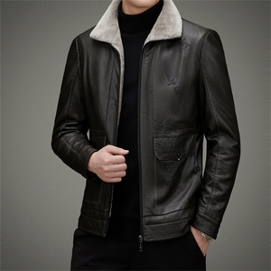 AW2203钱塘2020-3秋冬季厚款新款中年男士商务休闲皮衣夹克P205图片