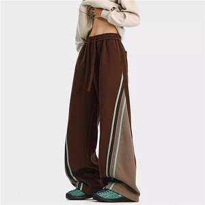 [002]条纹拼色宽松休闲弯刀裤百搭直筒香蕉裤A079-L33-P46图片