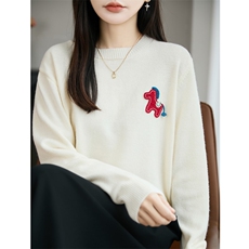 2025年秋季时尚百搭通勤简约休闲卡通马圆领,女装针织衫/毛衣,暖娇绒, 2025年秋季时尚百搭通勤简约休闲卡通马圆领,女装针织衫/毛衣,暖娇绒,