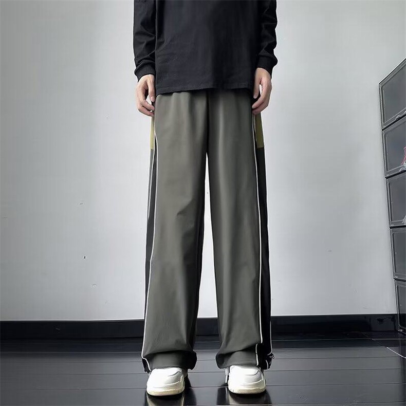新款侧条纹休闲裤长裤男美式百搭垂感宽松嘻哈运动裤KK336-P36,女装休闲裤,星座911-3