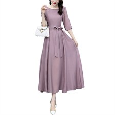 时尚天丝连衣裙女2025年夏季新款气质收腰高级感长款薄款法式裙子，女装连衣裙，关键词