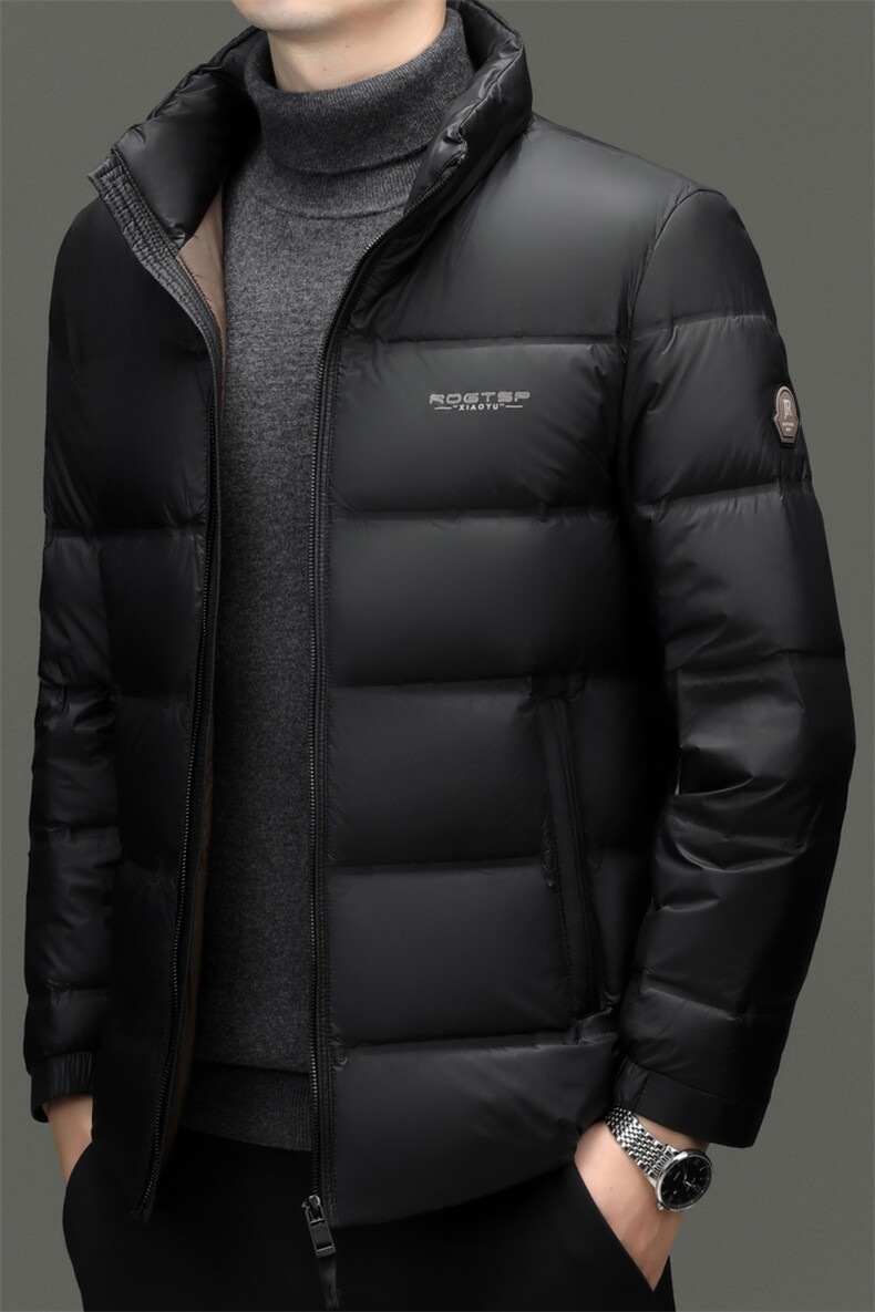秋冬季白鸭绒羽绒服休闲男士短款加厚面包服立领保暖男潮服外套,男装羽绒服,钱塘6003（原4033）