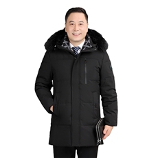 羽绒服男中老年人加厚中长款派克毛领大码爸爸冬季外套yr238-P210，男装羽绒服，星座1210A