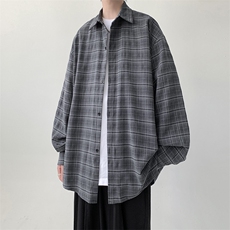 宽松长袖格子衬衫男KD628-P30，男装衬衫，电商D312