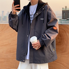 男士春秋季新款夹克连帽假两件休闲潮流外套上衣A266-JK2122-P55，男装夹克，电商A266