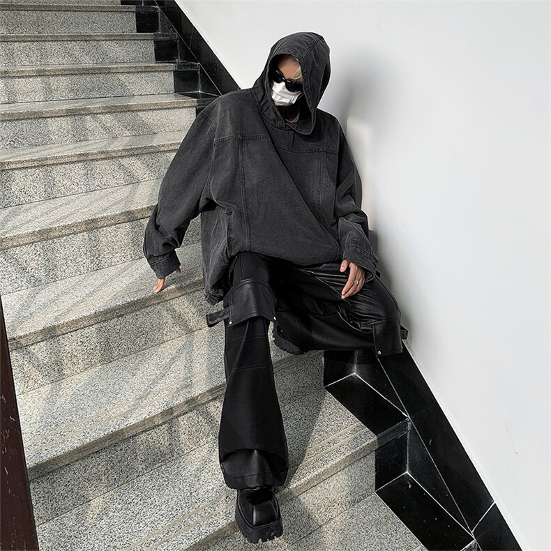 美式潮牌复古牛仔夹克连帽高街vibe宽松套头外套上衣男J8605-P65,男装夹克,星座1008