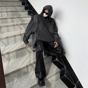 美式潮牌复古牛仔夹克连帽高街vibe宽松套头外套上衣男J8605-P65图片