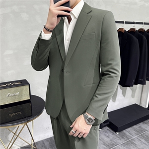 2026新款春秋商务正装修身西服套装男士休闲西装两件套8660-P240图片