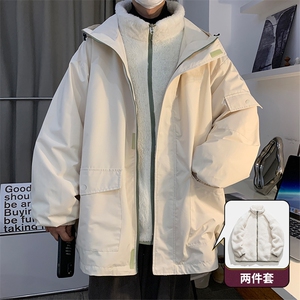 秋冬三合一连帽双层冲锋衣纯色宽松港风情侣夹克外套MY9318-P115图片