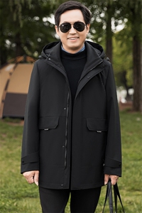 鹅羽绒爸爸外套保暖御寒脱卸内胆中长款中老年简洁休闲版父亲冬装图片