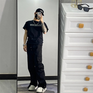 美式复古街头嘻哈工装裤高街男女直筒阔腿休闲裤子JX755-P45图片