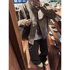 潮牌花卉刺绣外套男2025秋季新品翻领情侣复古百搭卫衣工装夹克，男装夹克，星座506A