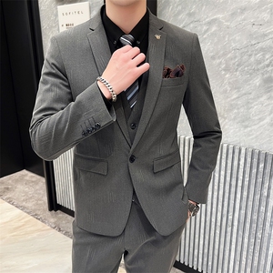 西服套装男西装男士商务休闲职业装修身新郎伴郎结婚三件套礼服潮图片