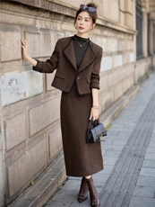 洋气减龄小香风套装裙子2025秋冬新款女装外套套装裙穿搭，女装套装/套裙，众宇琦