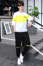 夏季新款男士休闲套装男潮流短袖T恤长裤两件套DSA158货T003，男装套装，星座310B-3