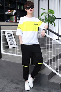 夏季新款男士休闲套装男潮流短袖T恤长裤两件套DSA158货T003图片