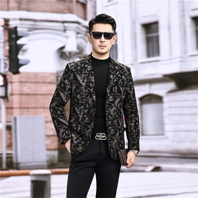 春秋款男士绵羊皮西服真皮休闲外套中年男装百搭通勤夹克地图纹，男装夹克，电商B360A（原721A）