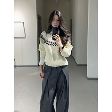 重磅秋冬装北极绒套头毛衣美式复古休闲慵懒风提花工艺针织衫外套，男装针织衫/毛衣，电商A486