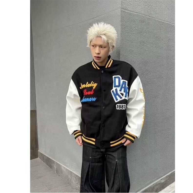 【有货】DJK8205-P75美式复古刺绣棒球服男休闲秋季棒球领潮图片