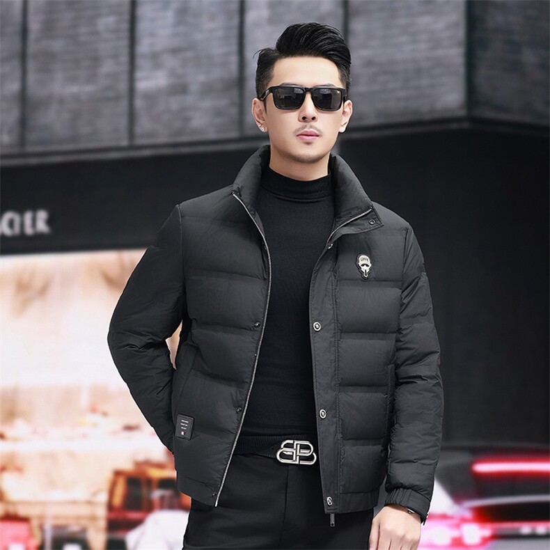 冬季2024羽绒服男中青年白鸭绒加厚短款立领时尚外套图片
