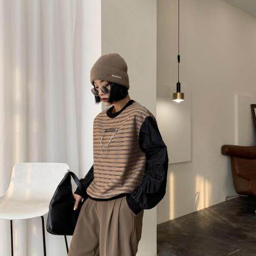 春装新款拼接工艺欧美风简单百搭，女装，俊泽.哈妮